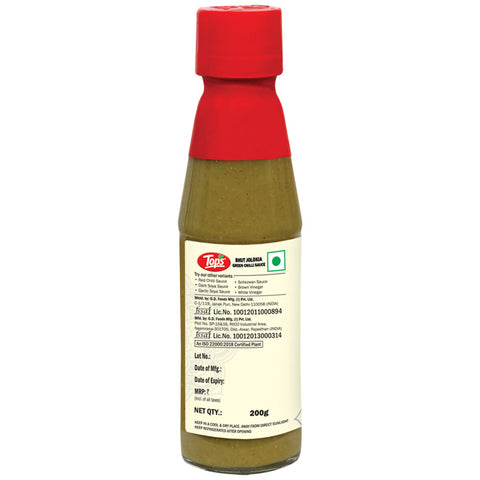 Tops Bhut Jolokia Green Chilli Sauce - 200g. Glass Bottle