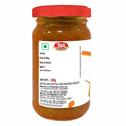 Tops Pickle Khatta Meetha - 200g. Glass Bottle