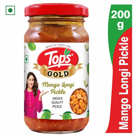 Tops Gold Mango Longi Pickle - 200g  Glass Bottle