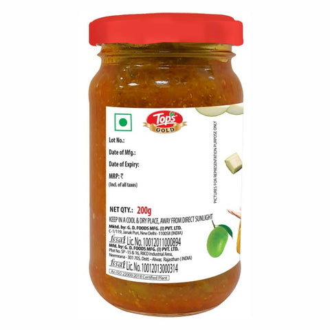 Tops Gold Mango Longi Pickle - 200g  Glass Bottle