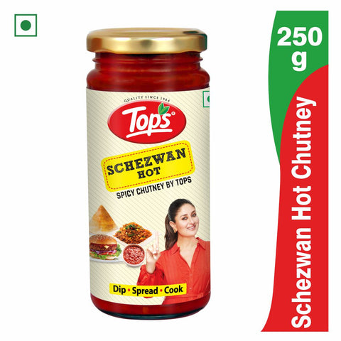 Tops Schezwan Hot (Spicy Chutney ) - 250g Glass Bottle