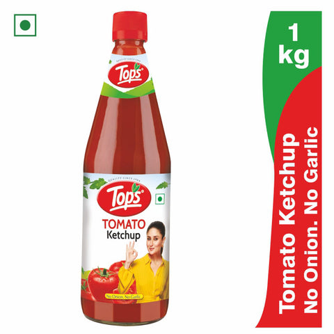 Tops Tomato Ketchup No Onion No Garlic - 1Kg. Glass Bottle