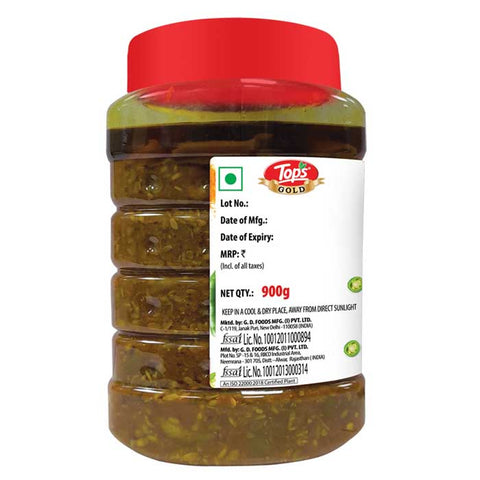 Tops Pickle Green Chilli - 900g. PET Jar
