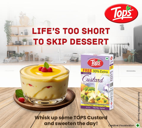 TOPS Custard Powder Vanilla - 100g + Free 30% Extra Mono Carton