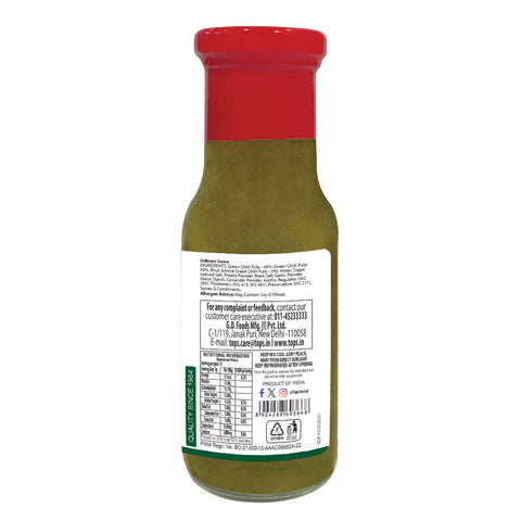 TOPS Bhut Jolokia Green Chilli Sauce - 220g. Glass Bottle