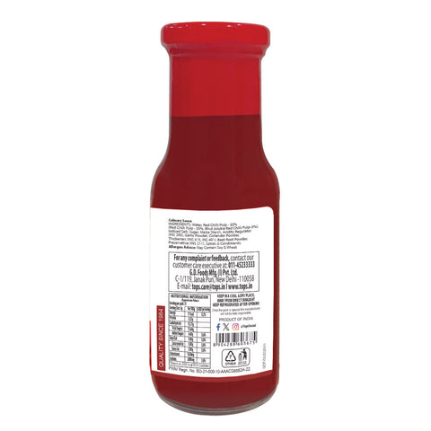 TOPS Bhut Jolokia Red Chilli Sauce - 220g. Glass Bottle