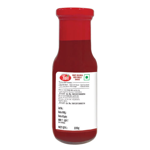 TOPS Bhut Jolokia Red Chilli Sauce - 220g. Glass Bottle