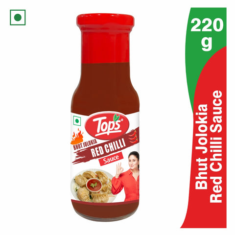TOPS Bhut Jolokia Red Chilli Sauce - 220g. Glass Bottle