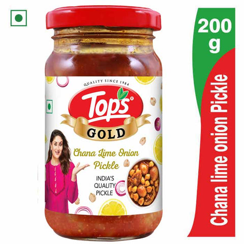 Tops Gold Chana Lime Onion Pickle - 200g  Glass Bottle