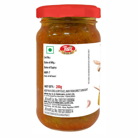 Tops Pickle Garlic -200g.Glass Bottle