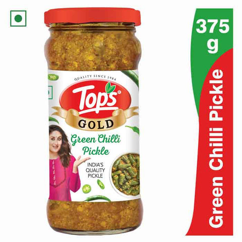 Tops Pickle Green Chilli - 375g. Glass Bottle
