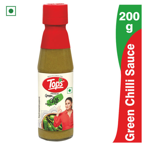 Tops Green Chilli Sauce - 200g. Glass Bottle