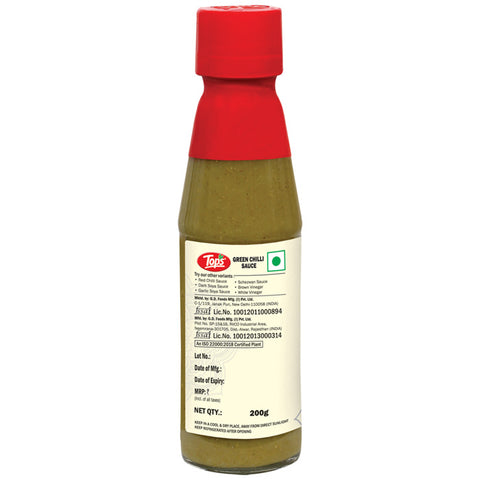 Tops Green Chilli Sauce - 200g. Glass Bottle