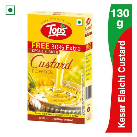 Tops Custard Powder Kesar Elaichi - 100g +  Free 30% Extra Mono Carton