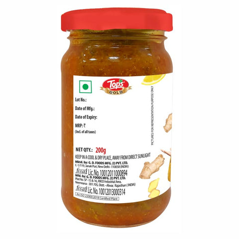 TOPS Gold Lime Ginger Pickle - 200g  Glass Bottle