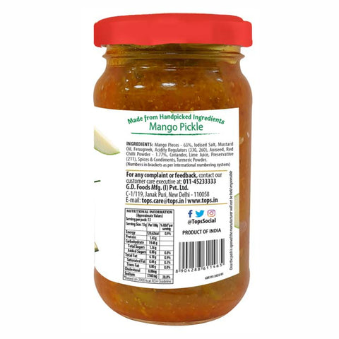 TOPS Gold Mango Pickle - 200g. Glass Bottle