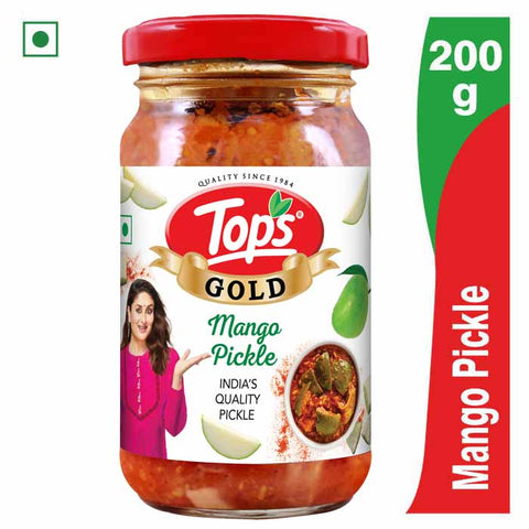 TOPS Gold Mango Pickle - 200g. Glass Bottle