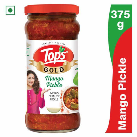 TOPS Gold Mango Pickle - 375g. Glass Bottle