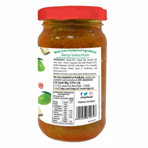 Tops Gold Mango Teekha Pickle - 200g Glass Bottle