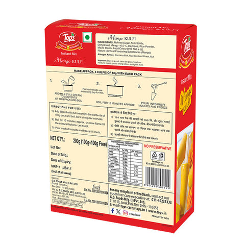 TOPS Instant Mix Mango Kulfi- 100g+100g Mono Carton