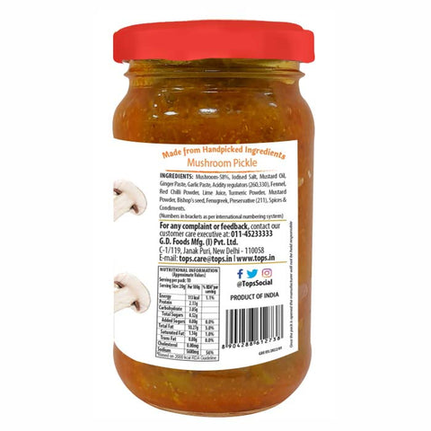 Tops Gold Mushroom pickle - 200g  Glass Bottle