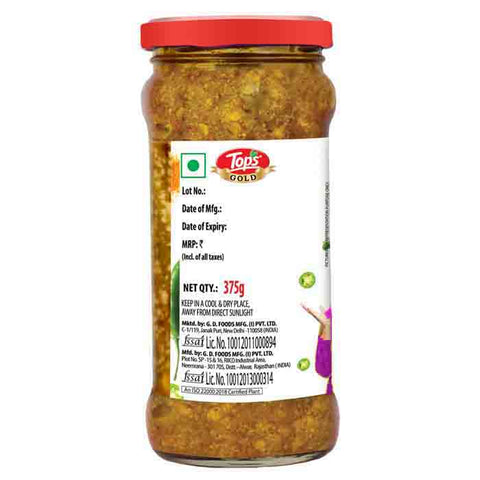 Tops Pickle Green Chilli - 375g. Glass Bottle