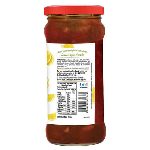 TOPS Gold Sweet Lime Pickle - 400g. Glass Bottle