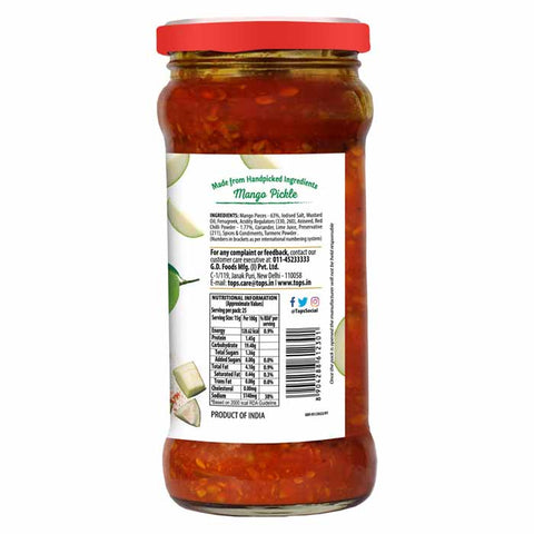 TOPS Gold Mango Pickle - 375g. Glass Bottle