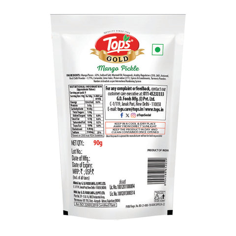 TOPS Gold Mango Pickle - 90g. Pouch