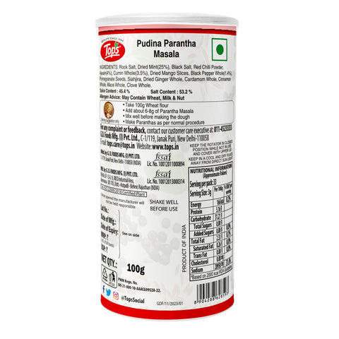 Tops Pudina Parantha Masala  - 100g.