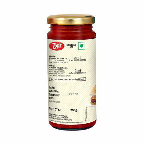 TOPS Schezwan Hot (Spicy Chutney ) - 250g Glass Bottle