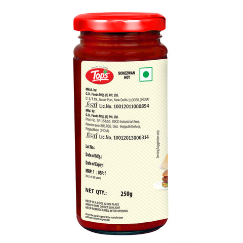 TOPS Schezwan Hot (Spicy Chutney ) - 250g Glass Bottle