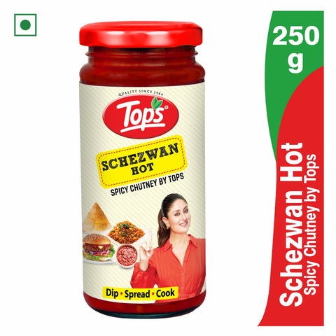 TOPS Schezwan Hot (Spicy Chutney ) - 250g Glass Bottle