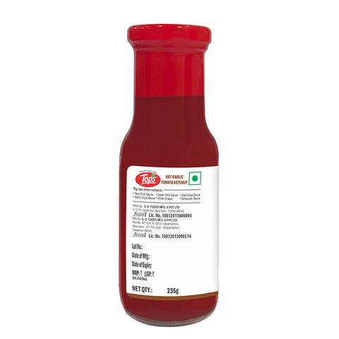 TOPS Hot Garlic Tomato Ketchup - 235g. Glass Bottle