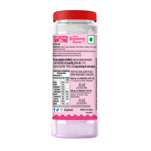 TOPS Milk Shake Mix Strawberry Flavour - 220g PET Bottle