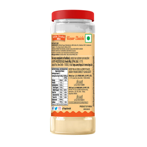 Tops Milk Shake Mix Kesar Elaichi Flavour - 220g PET Bottle
