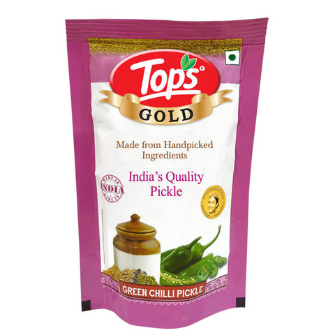 Tops Pickle Green Chilli Pouch - 90g. Pouch