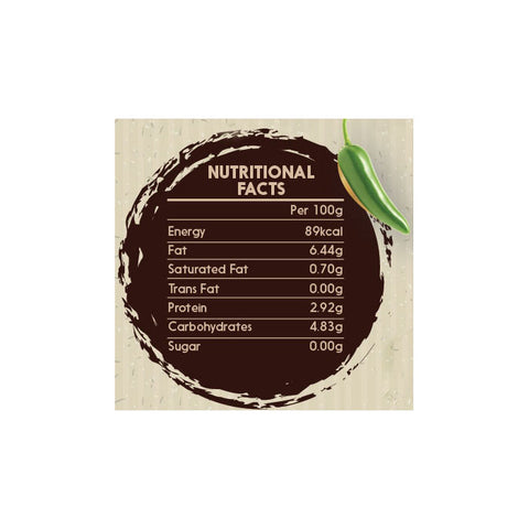 TOPS Green Chilli Pickle in Extra Virgin Olive Oil - 370g. Glass Jar