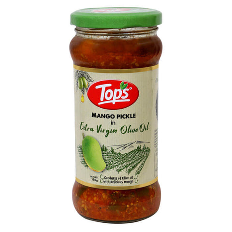 TOPS Mango Pickle in Extra Virgin Olive Oil - 370g. Glass Jar
